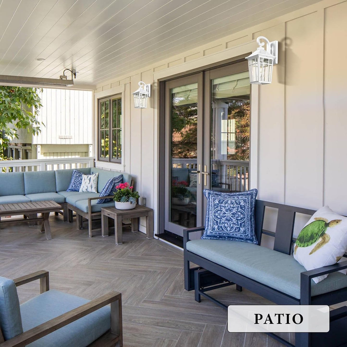 Apliques pared exterior impermeables blancos con vidrio