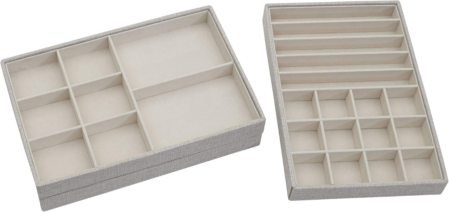 Bandeja organizadora joyas apilable gris con tapa