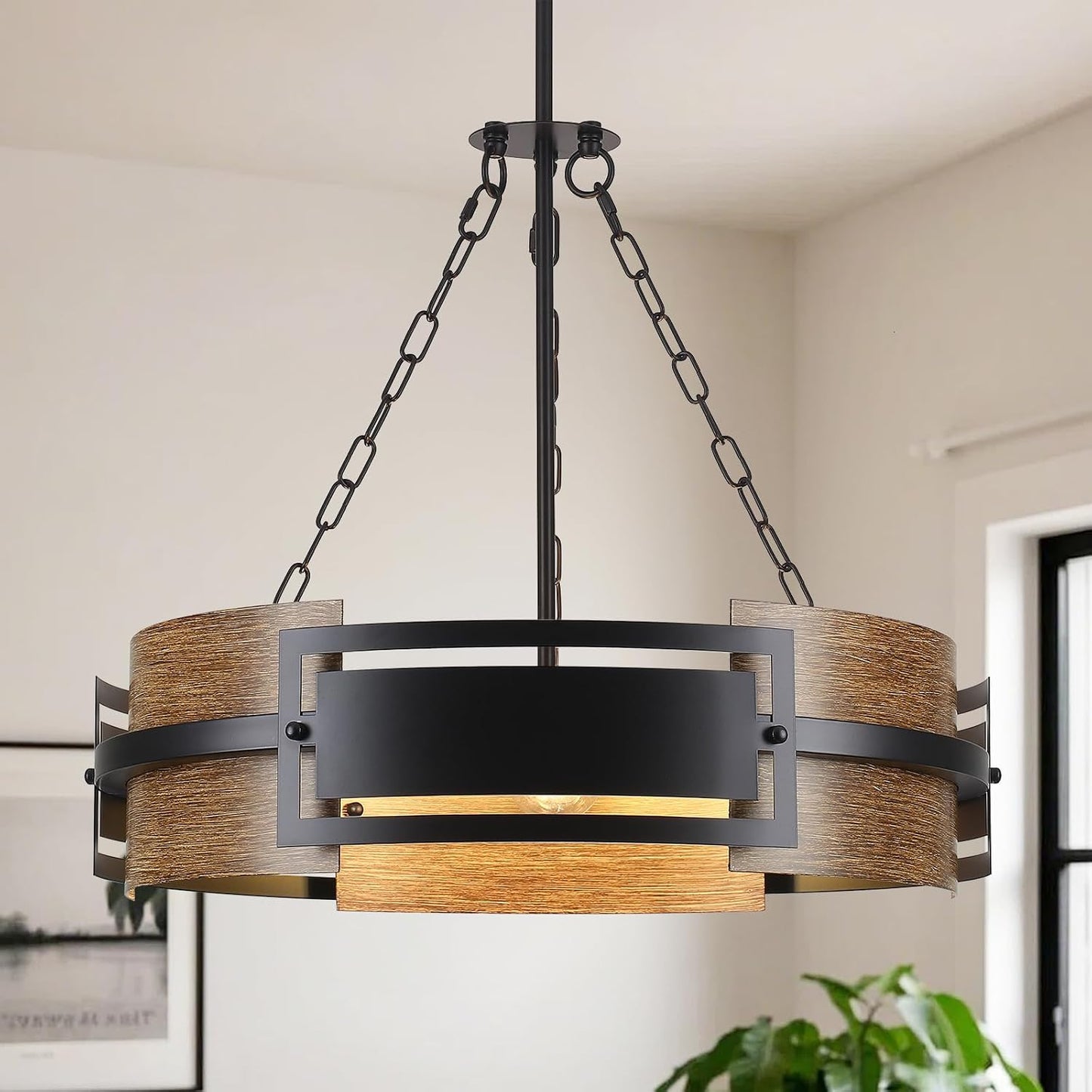 Lámpara colgante candelabro negro dorado ajustable sala