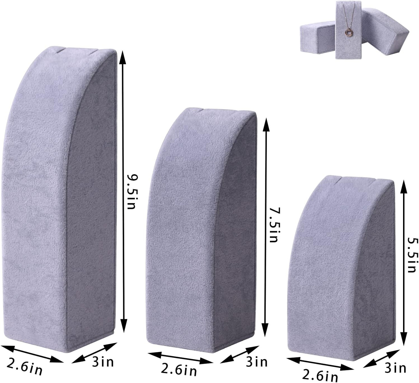 Soporte terciopelo gris para mostrar collares y pendientes