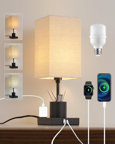Lámpara de Mesa Negra con Cadena para Ambiente Hogar