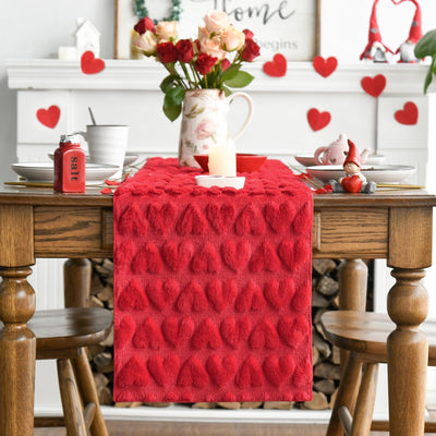 Camino mesa San Valentín corazón piel sintética rojo 13x36