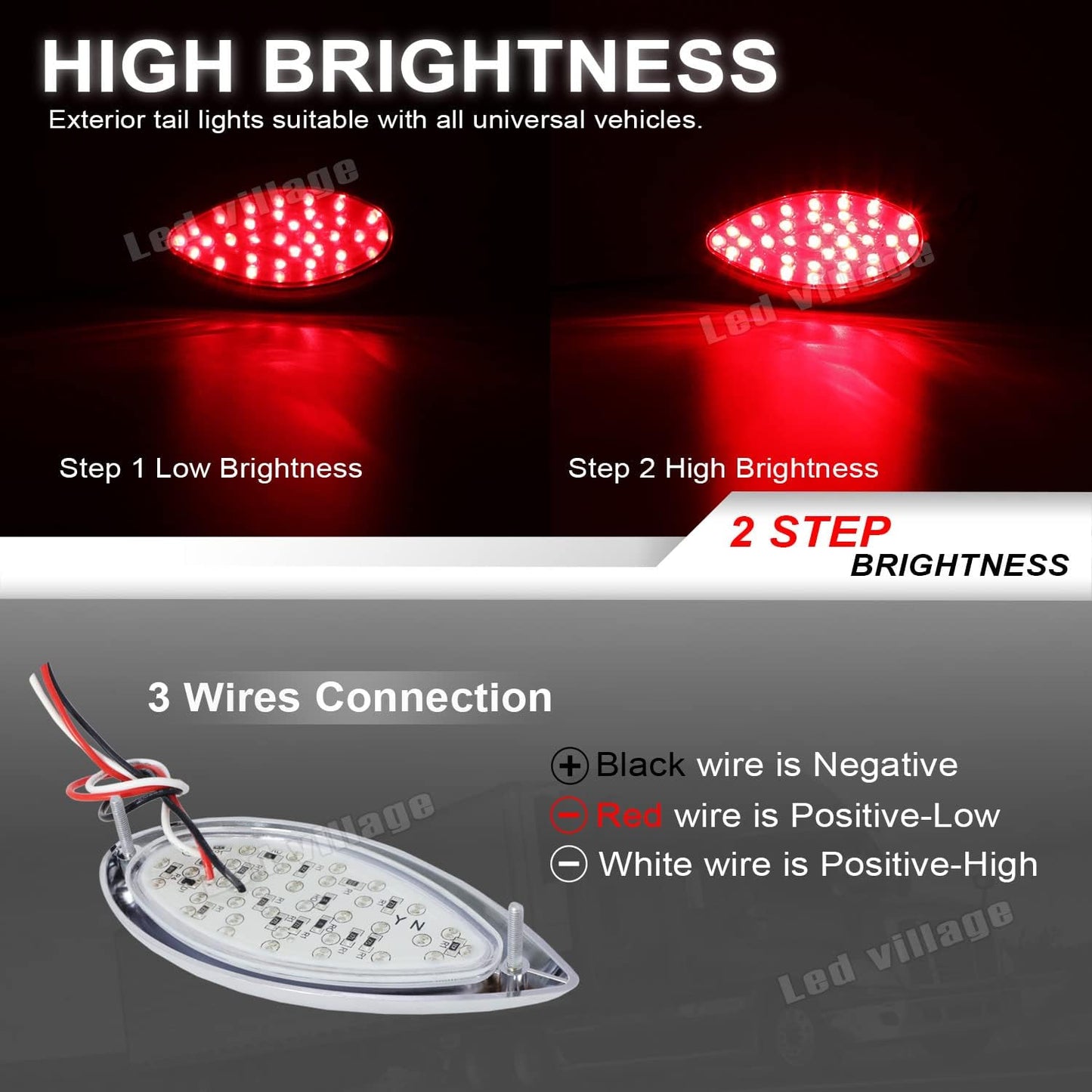 Luces traseras 35 LED rojo bisel cromado 12V para remolque