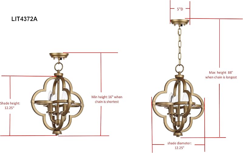 Lámpara colgante ajustable 12pulg 3 luces LED