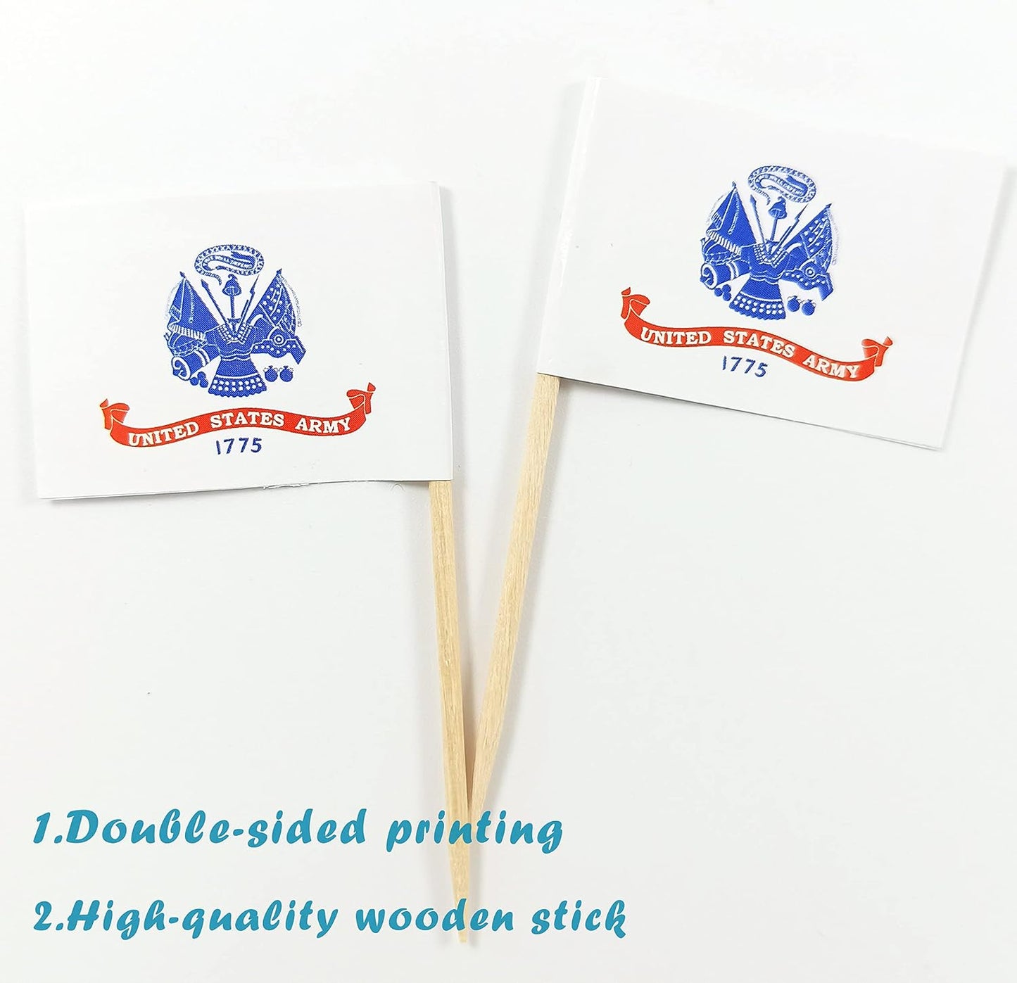 Bandera palillo dientes ejército 1775 mini cupcakes 200 pzas
