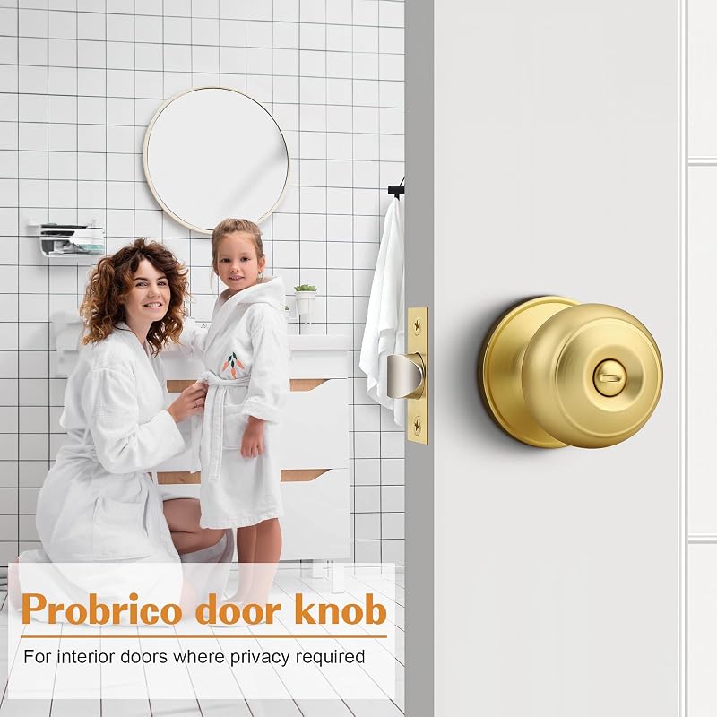 Pomos puerta dorados recámara baño bola redonda pack 3