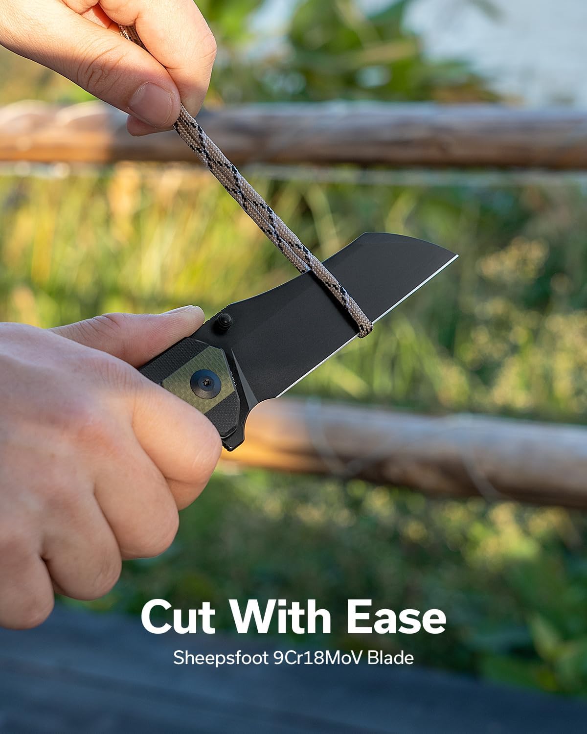 Cuchillo plegable EDC hoja 9Cr18MoV 3.7pulg mango G10 verde