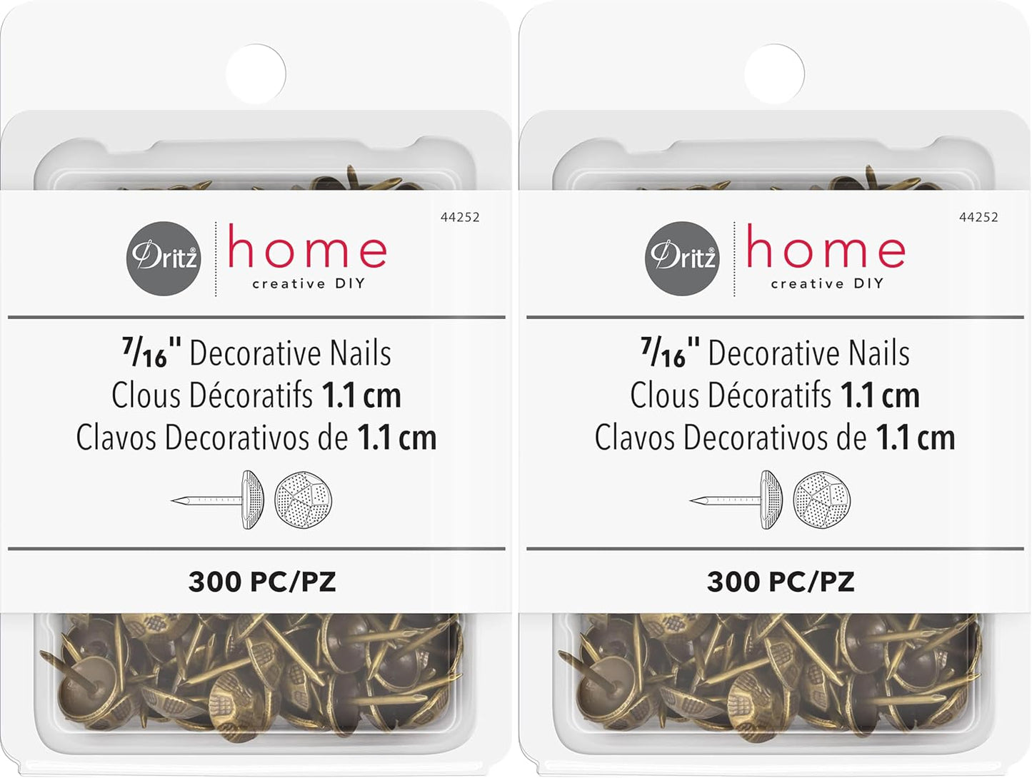 Uñas decorativas martilladas latón antiguo 7/16pulg 300pzas