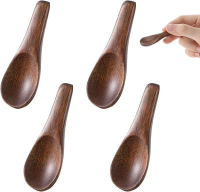 4 Mini Cucharas Madera para Sal y Especias 2.4pulg