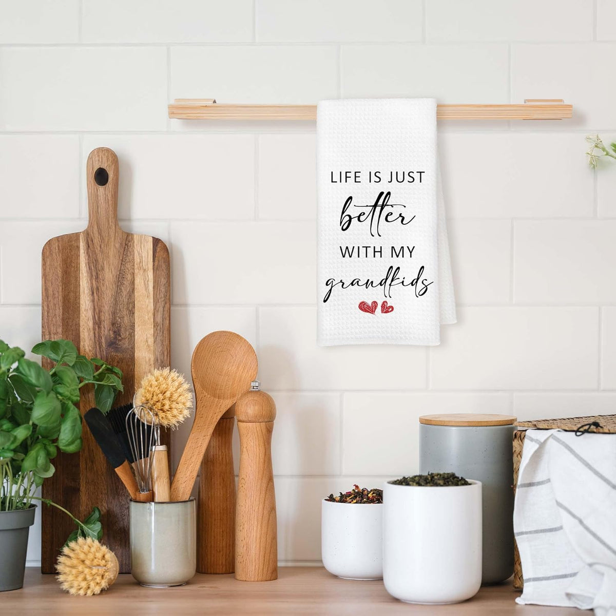 Toalla de cocina decorativa para abuelos regalo de nietos vida mejor con mis nietos