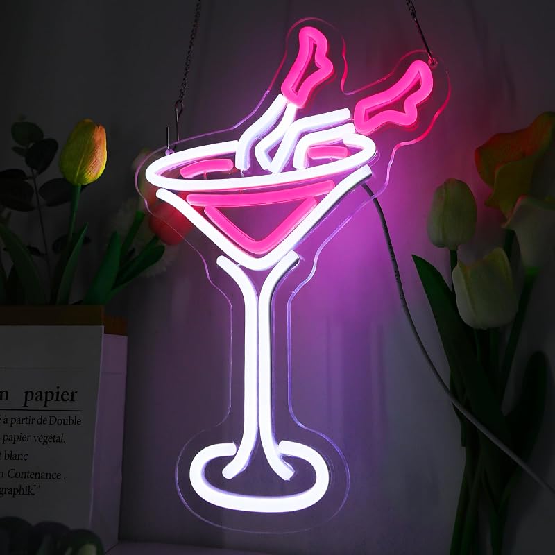 Letrero neón rosa USB para bar casa club