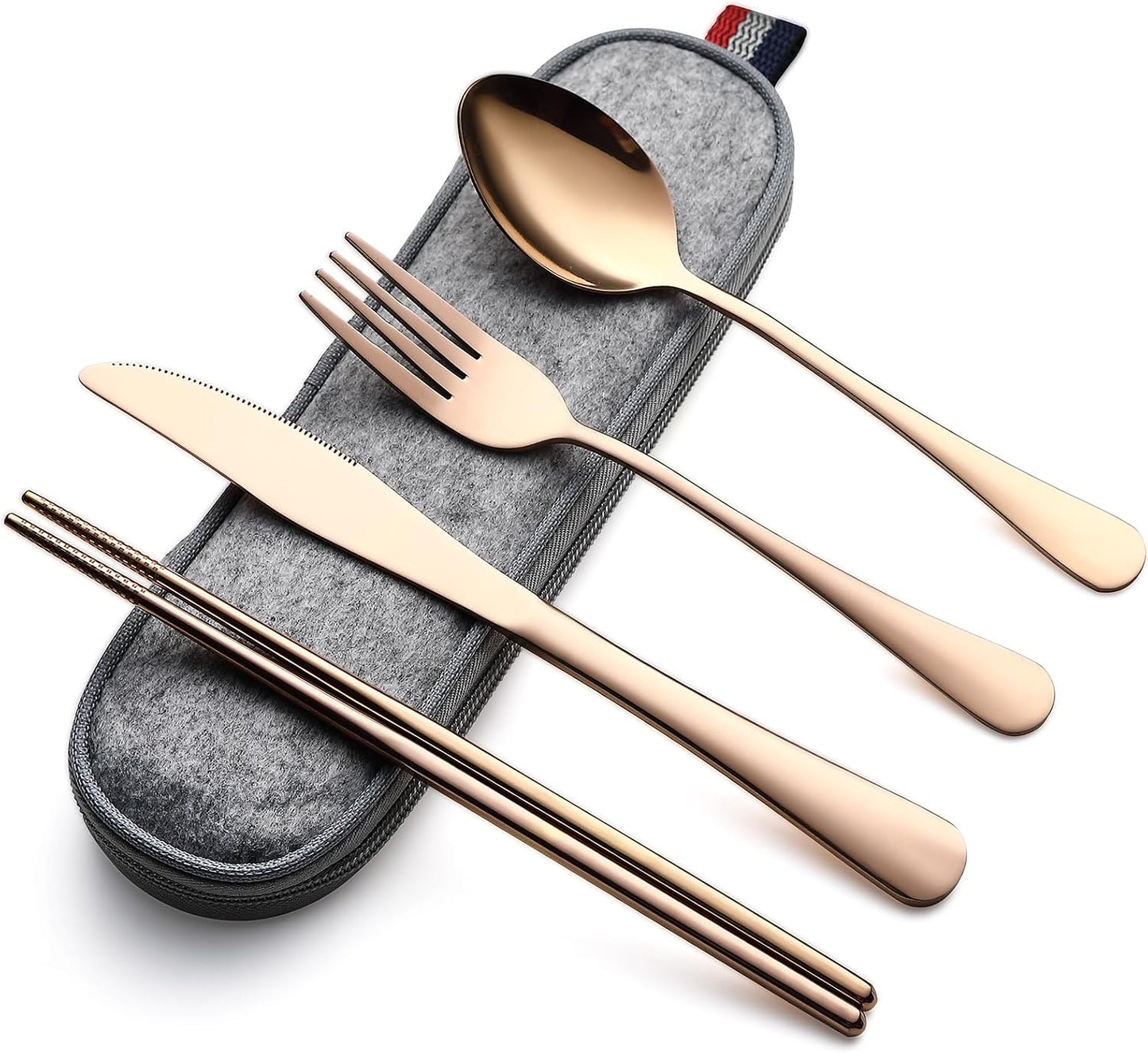 Juego cubiertos acero inox reutilizables viaje adultos