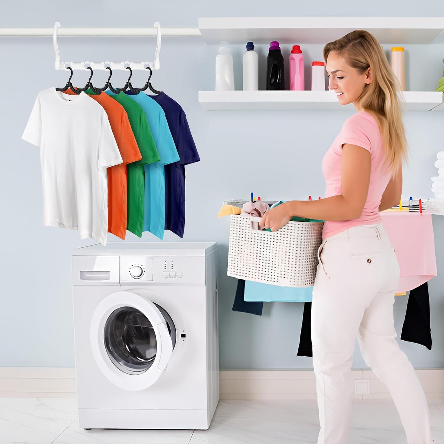 24 Perchas Plástico Ahorran Espacio para Camisas