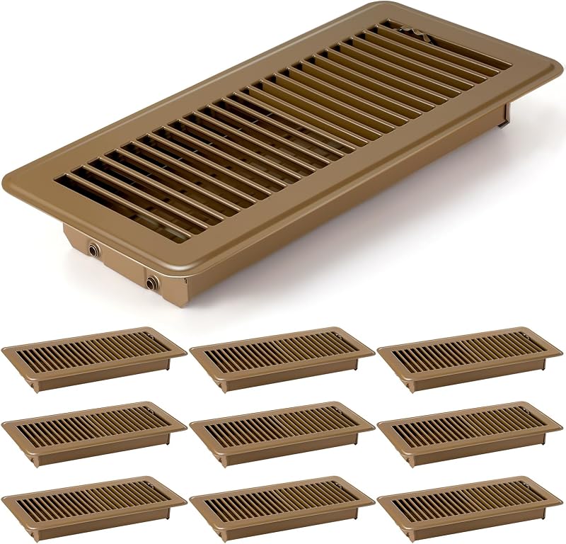 10 Rejillas Ventilación Piso 4x12" Acero Ajustable