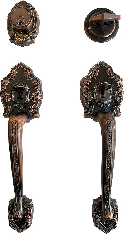 Set Herrajes Puerta Frontal Cobre Antiguo