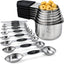 Set 7 Tazas y 8 Cucharas Medidoras Magnéticas Acero Inox