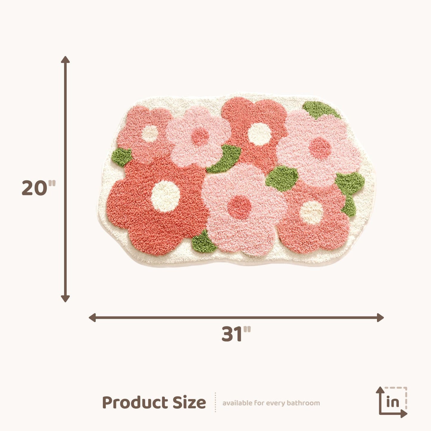 Tapete baño microfibra antiderrap 20x31" flores