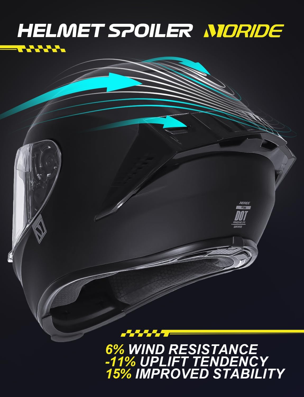 Casco integral motocicleta alerón diseño aerodinámico unisex