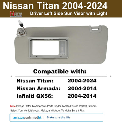 Visera solar Nissan Titan QX56 Armada 2004-24 gris conductor