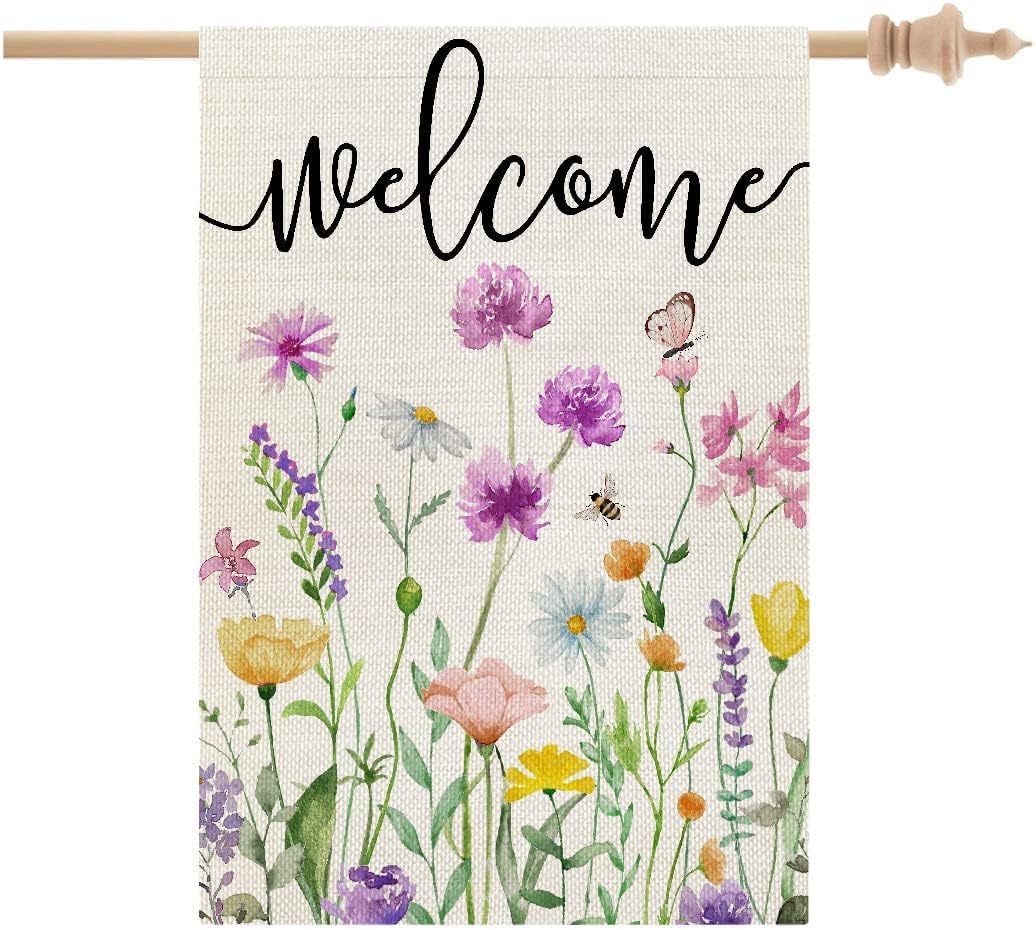 Bandera primavera floral 28x40pulg doble cara