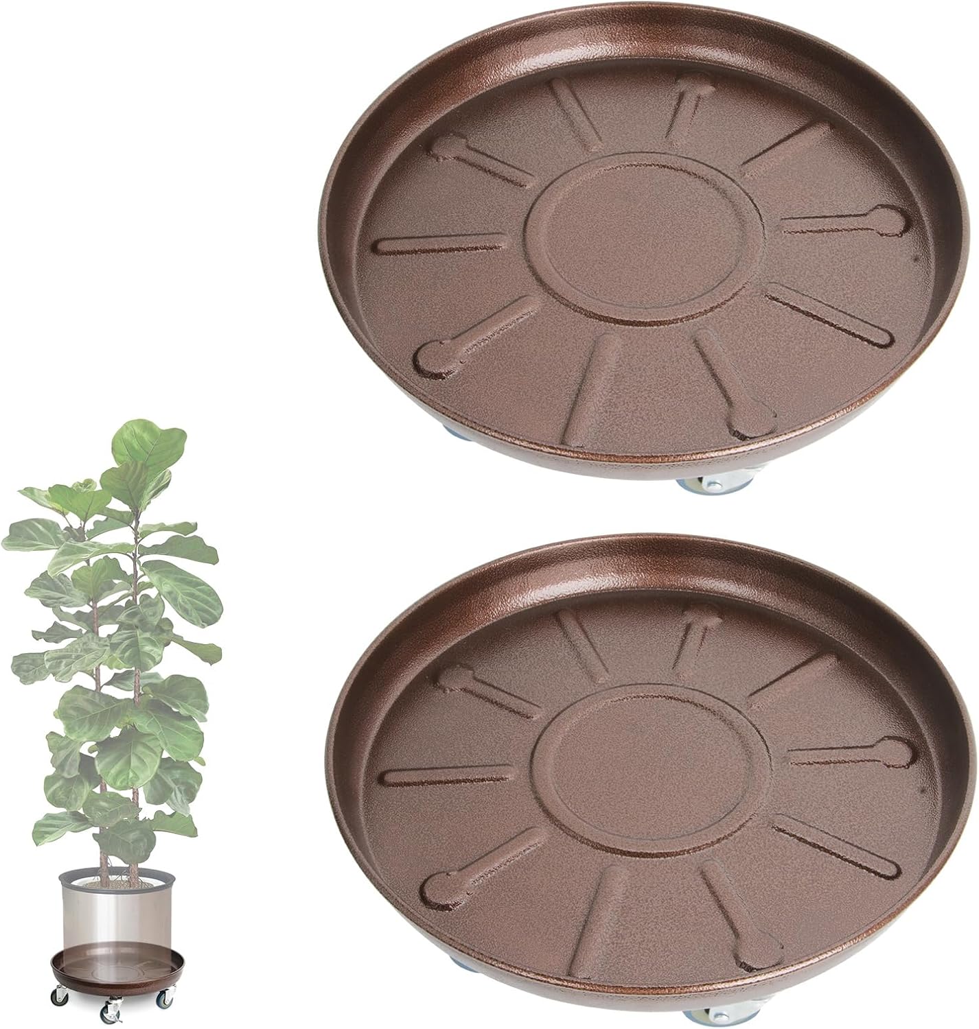 Soporte plantas ruedas 16" set 3 metal resistente 230lb