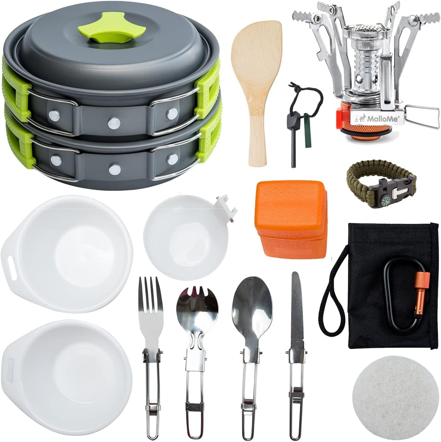 Set cocina camping 18 pzas con estufa mochilero