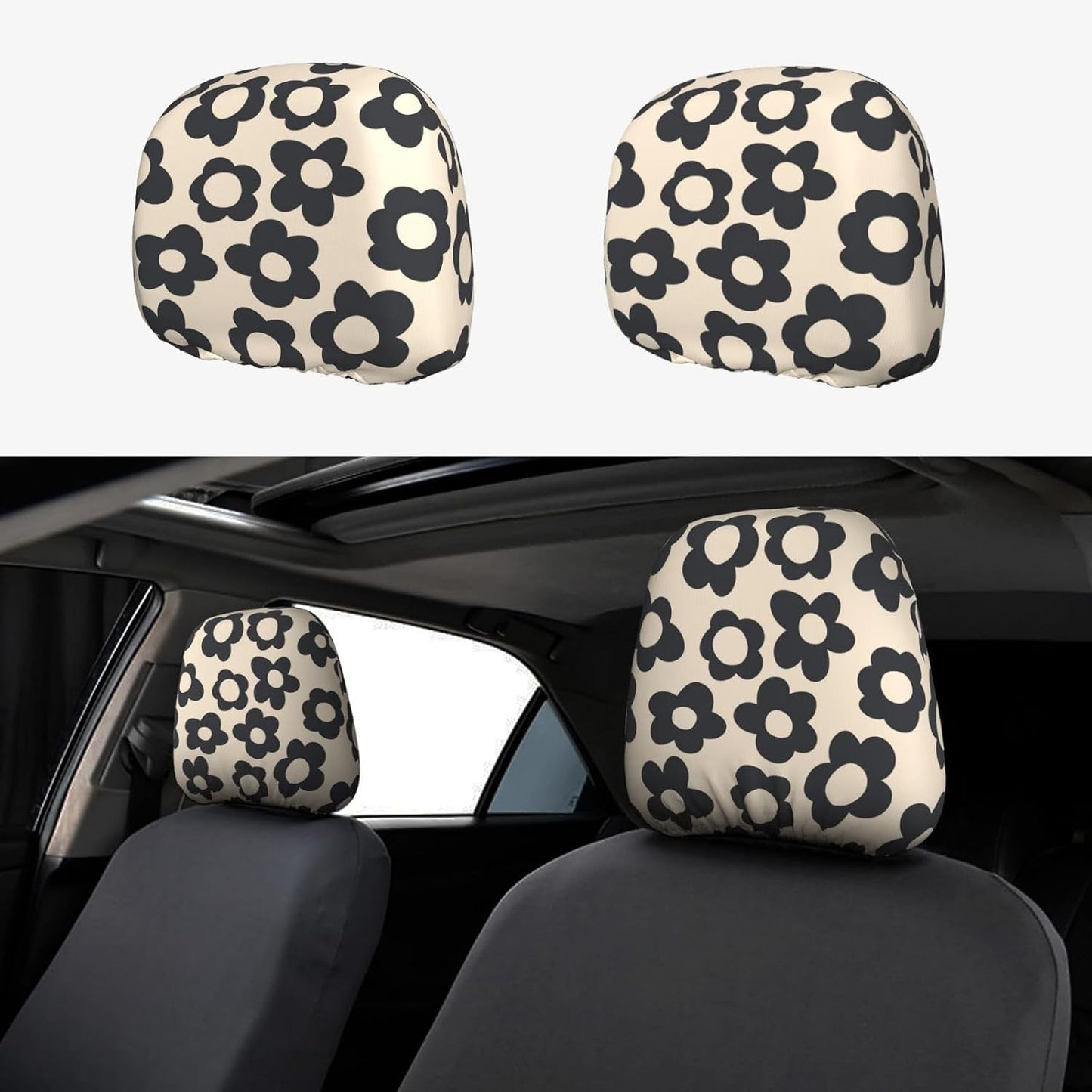 Fundas elásticas reposacabezas 2 pzas diseño flores