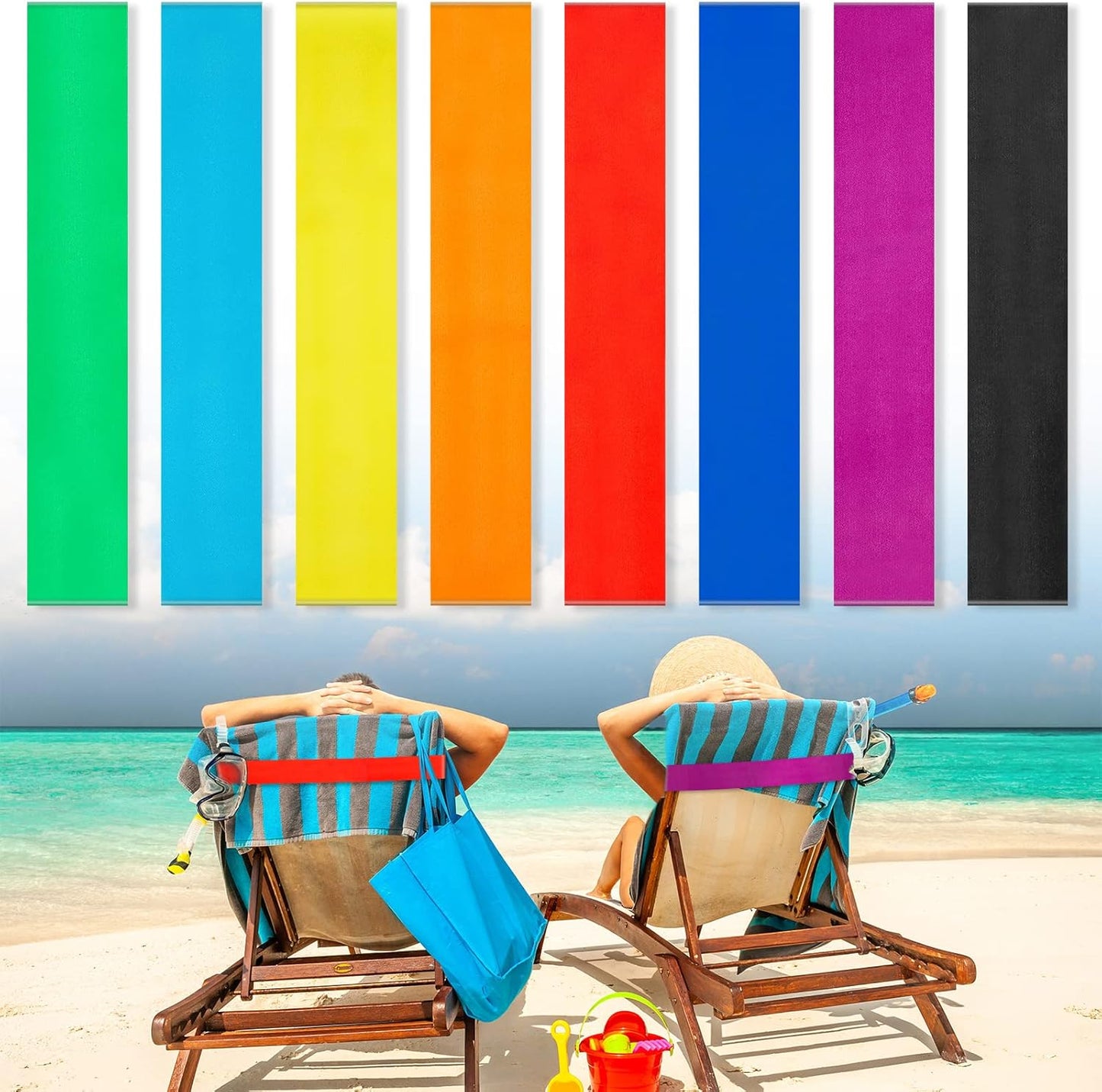 8 Bandas Toalla Silla Playa Elásticas Resistentes Viento