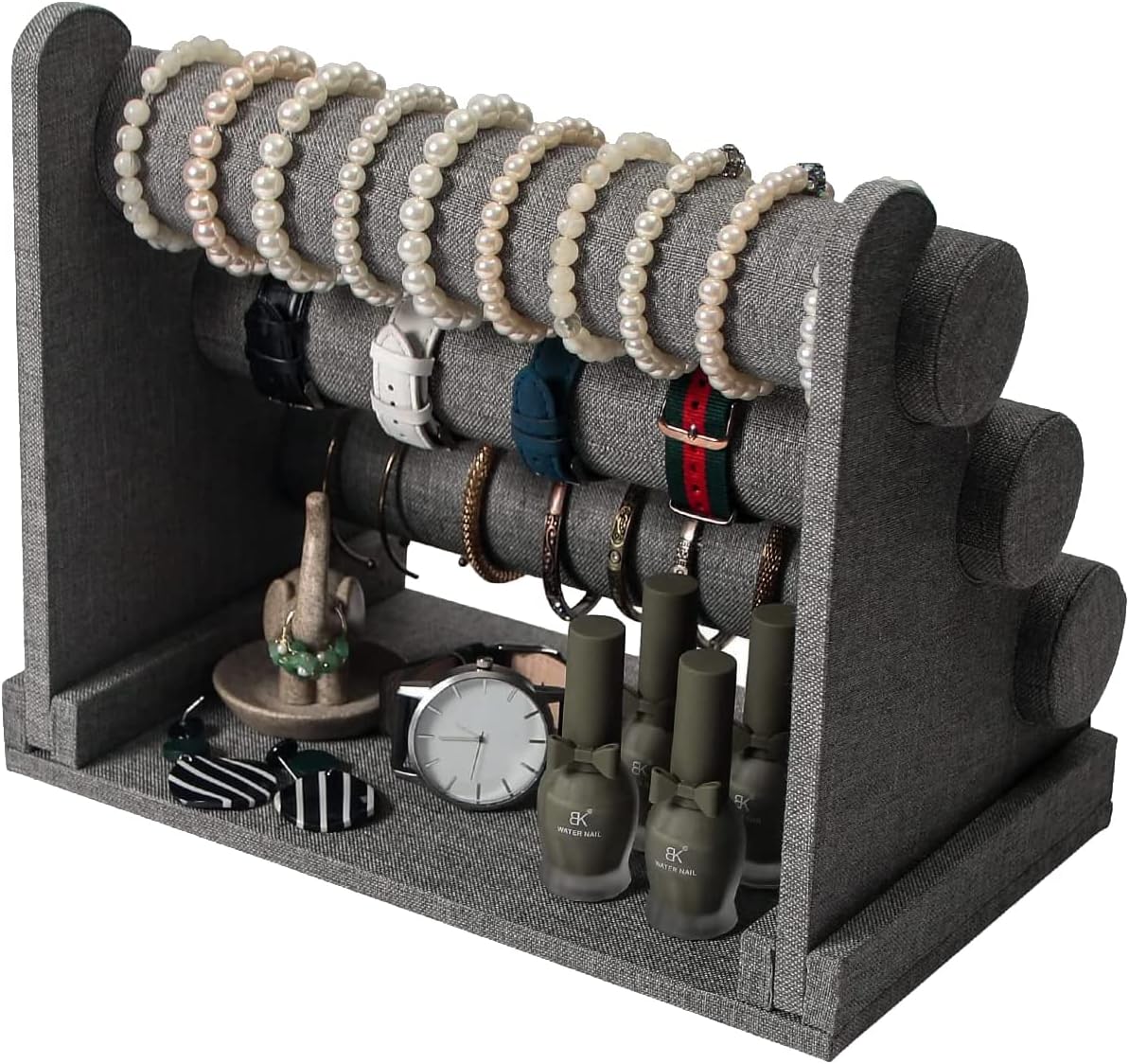 Soporte desmontable 3 niveles para pulseras y relojes lino