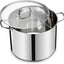 Olla acero inox 20qt con tapa vidrio base 3 capas inducción