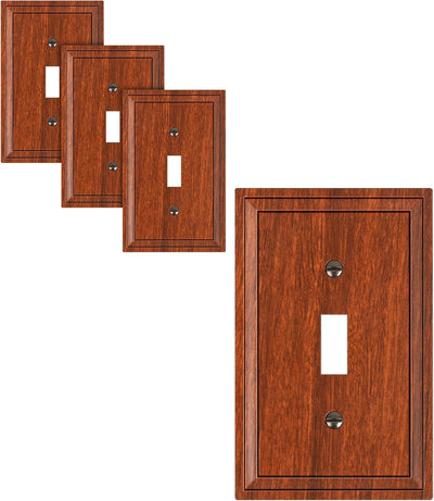4 Pzas cubiertas interruptor palanca madera veta placa pared