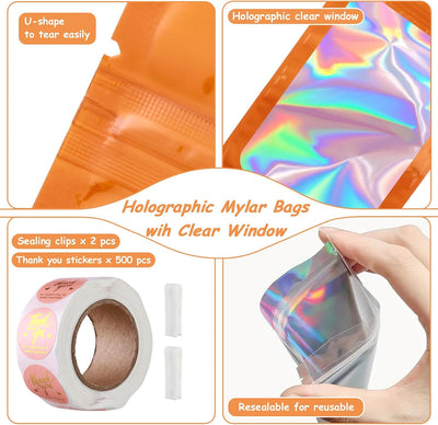 150 Bolsas Mylar 6x9" con Ventana Resellables Alimentos