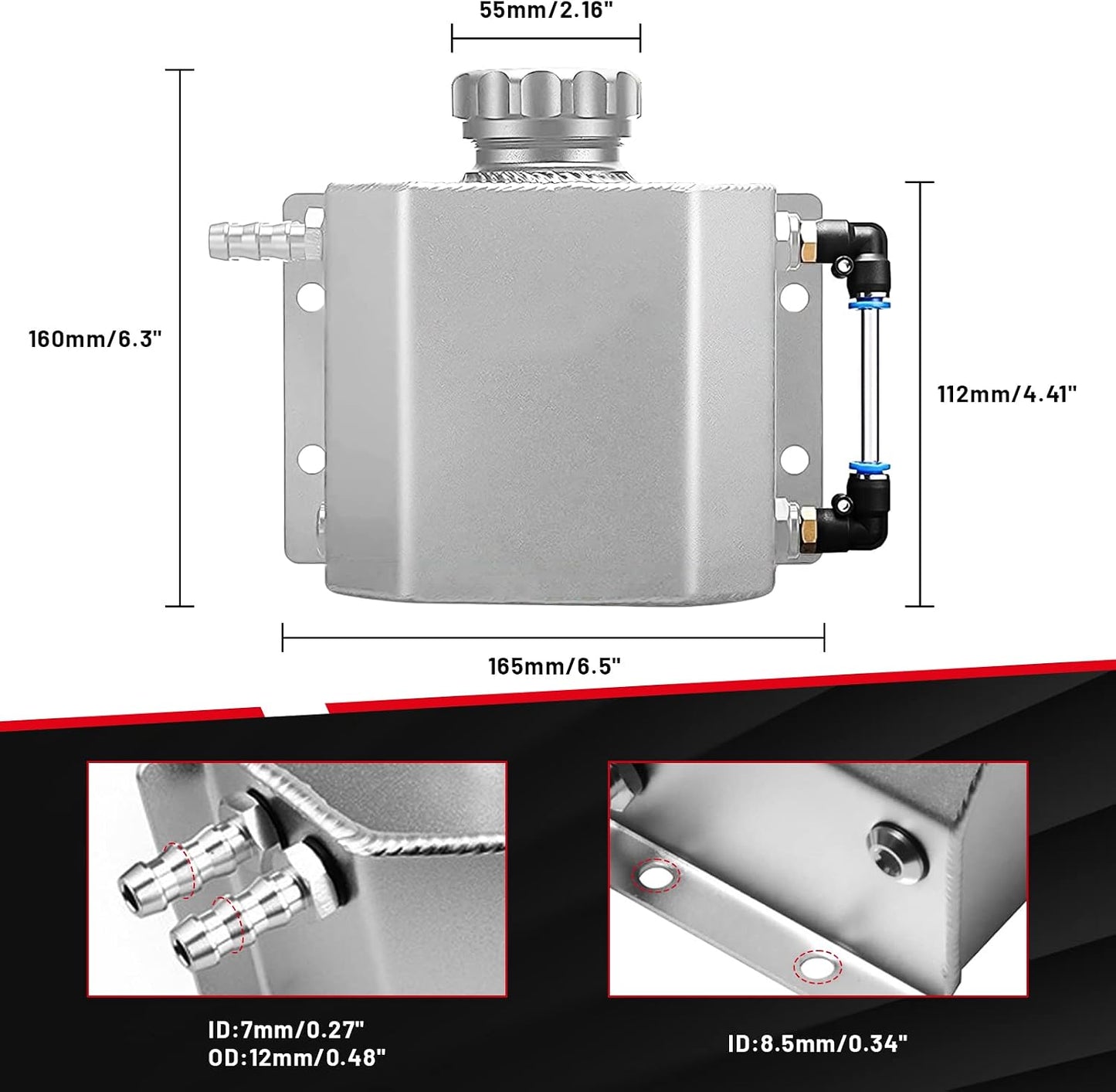 Tanque refrigerante universal 1L aluminio con tapa