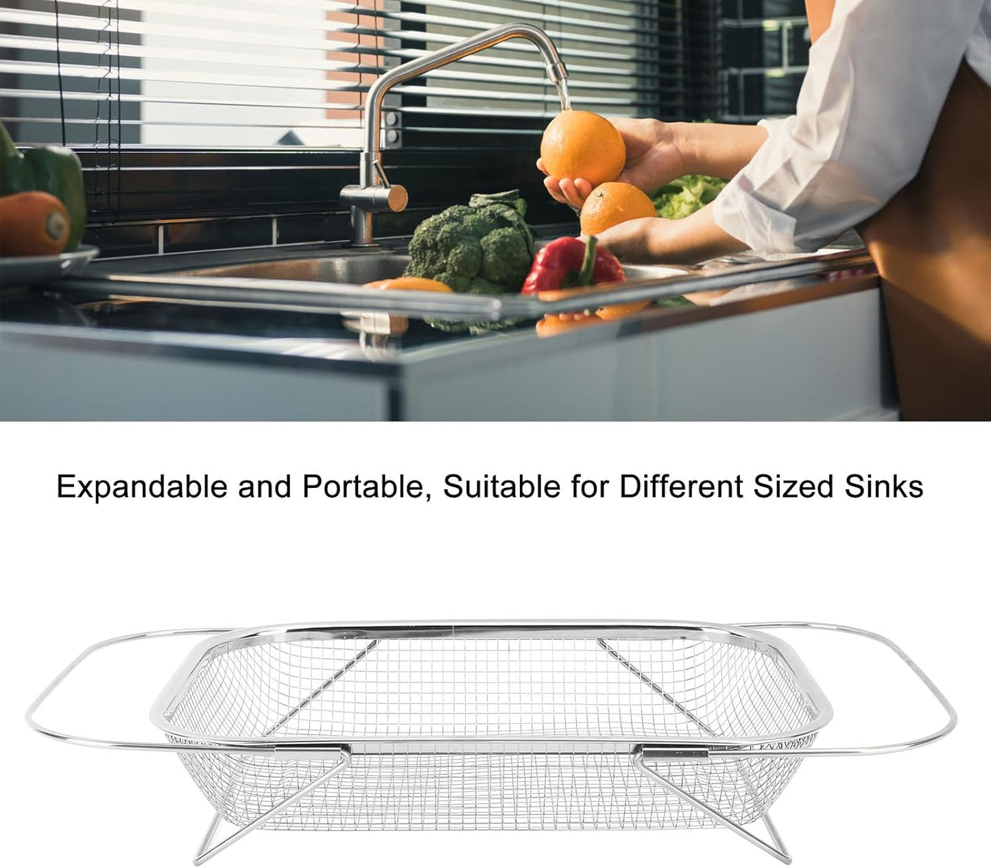 Cesta coladora acero inox 13x9pulg para verduras y frutas