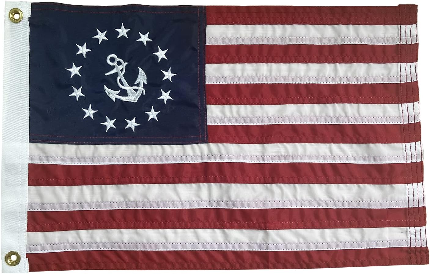 Bandera yate EE.UU. 16x24" ancla estrellas 2 ojales latón