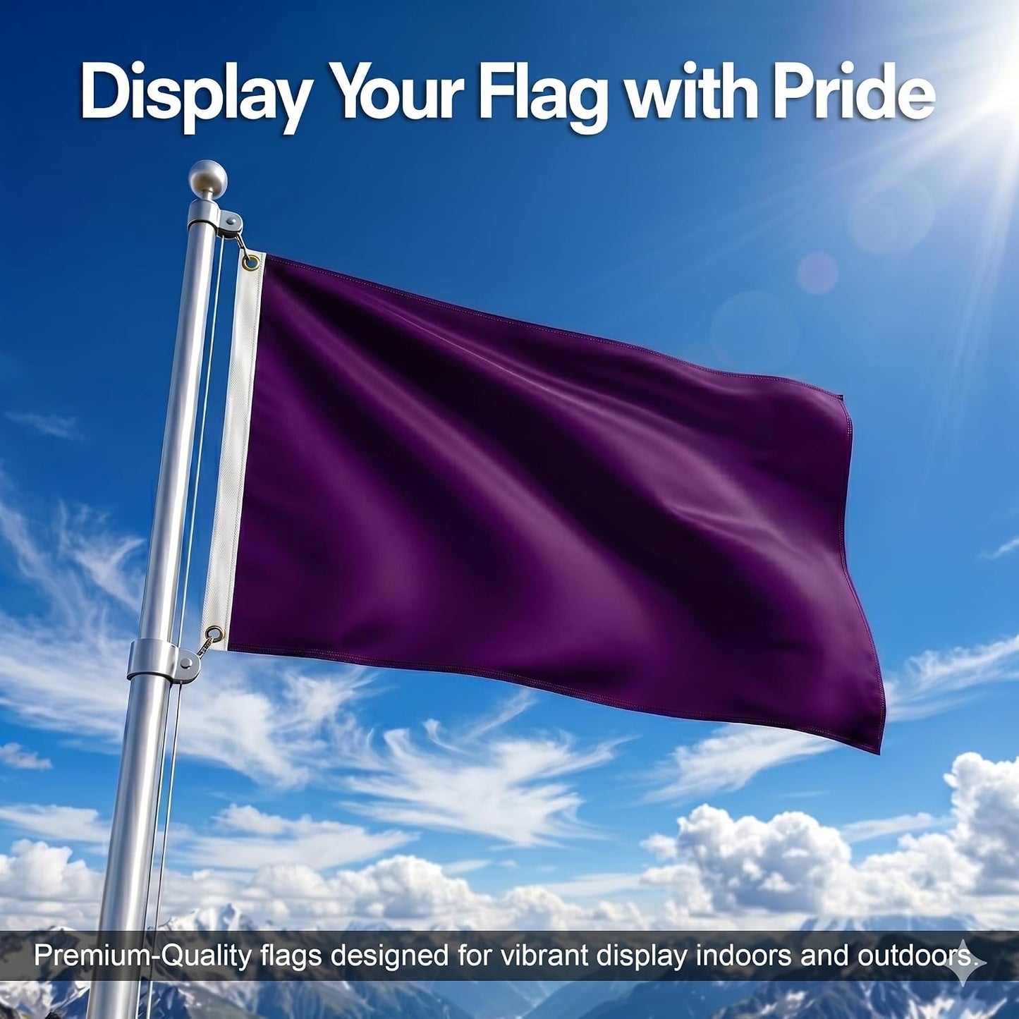 Bandera morada 2x3pies resistente UV poliéster con ojales