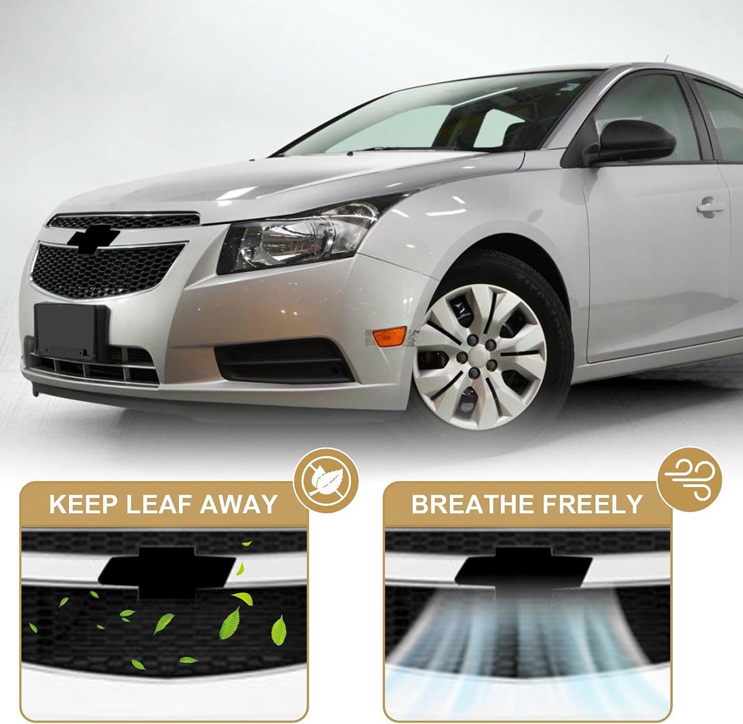 Parachoques delantero Chevy Cruze negro con borde cromado
