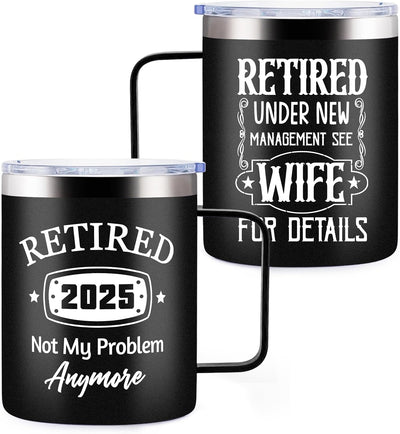 Taza jubilación 12oz con texto 'Retired Under New Management'