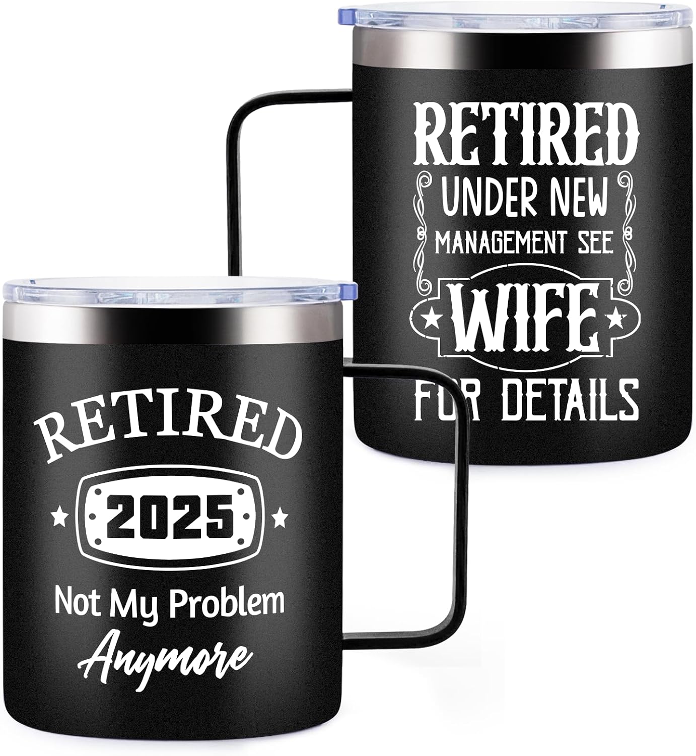 Taza jubilación 12oz con texto 'Retired Under New Management'