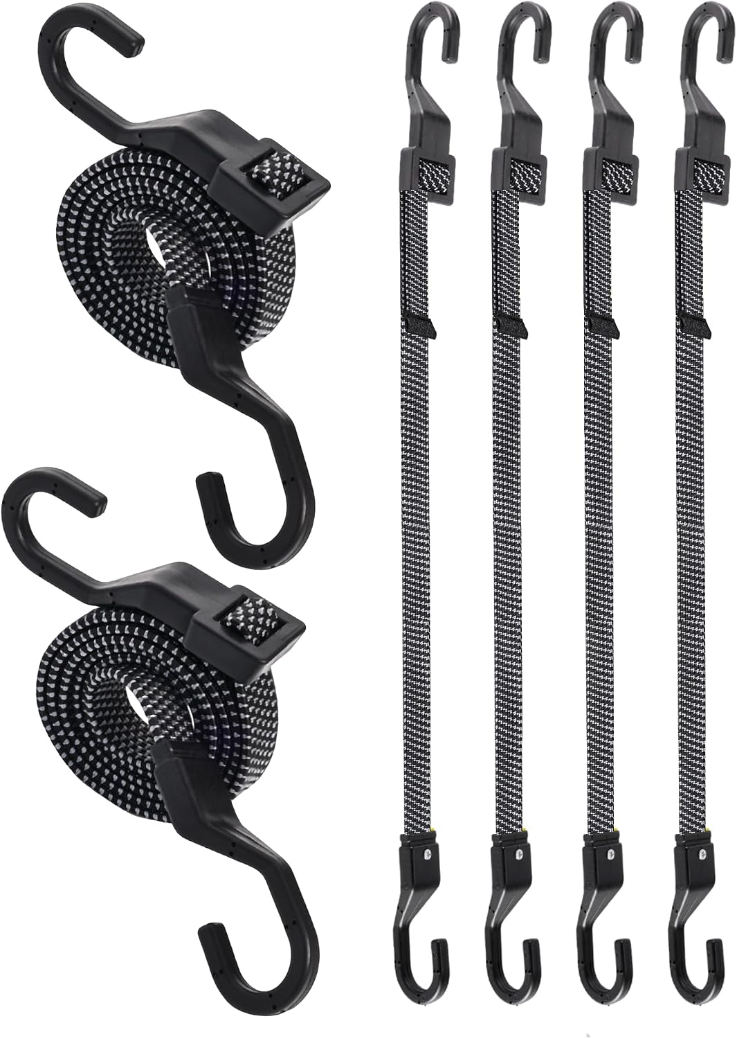 6 Pzas correas elásticas negras ajustables bicicleta