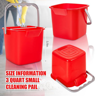 8 Cubos Desinfectantes Plástico 3qt con Asa Rojo
