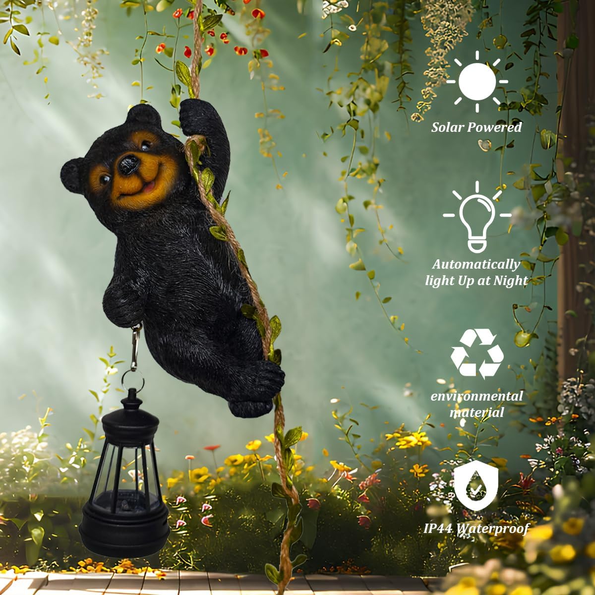 Figura oso solar con luces para decorar patio exterior hogar