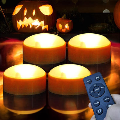 4 Luces Calabaza Halloween LED Exteriores Control Remoto Naranja