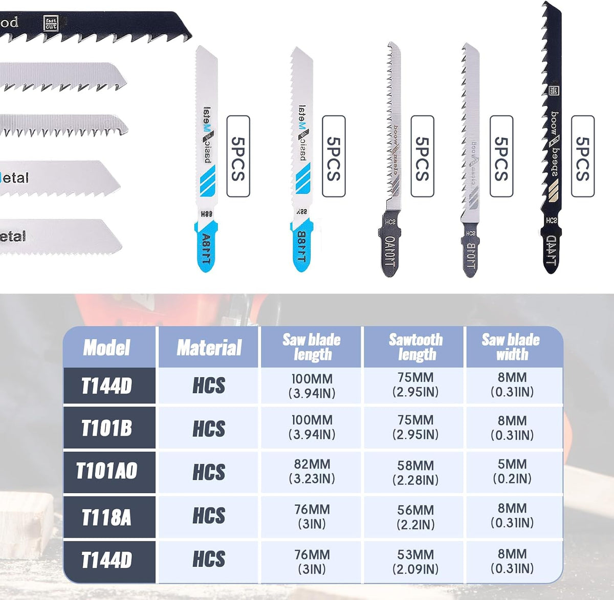 Set 25 Hojas Sierra Caladora HCS T118A B Corte Metal Madera