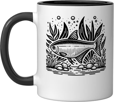 Taza cerámica Tetra Line Art para amantes de los peces negra/blanca
