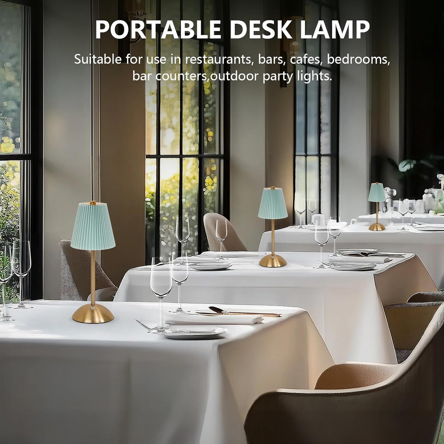 Lámpara mesa LED inalámbrica 3 brillos batería recargable