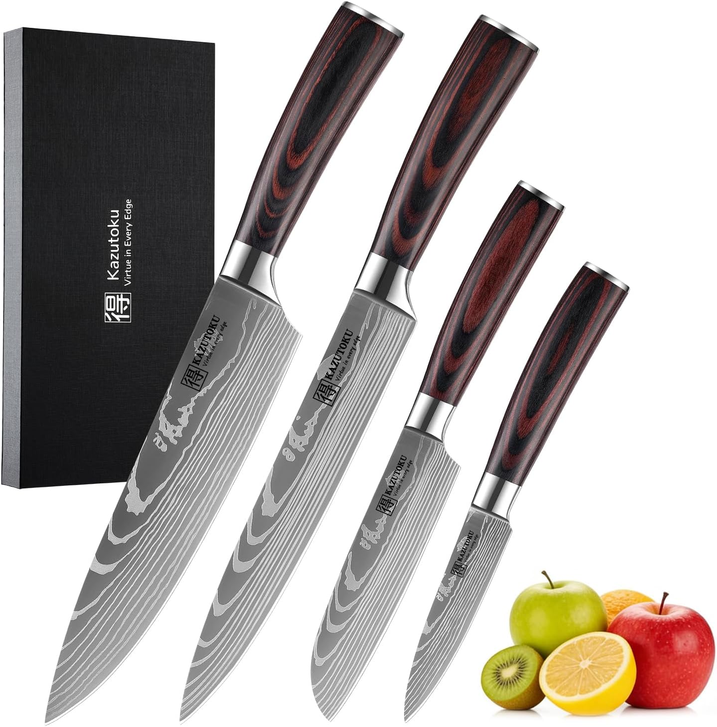 Set 4 Cuchillos Chef Acero Inox Ultra Afilado Ergonómico