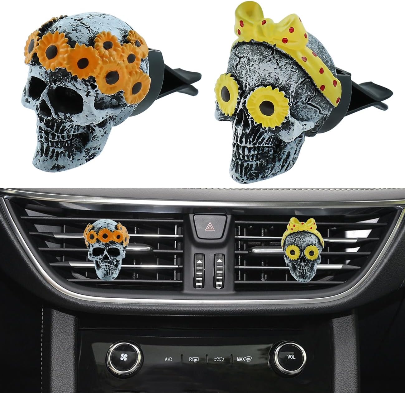 Ambientador coche calavera girasol margarita 2uds