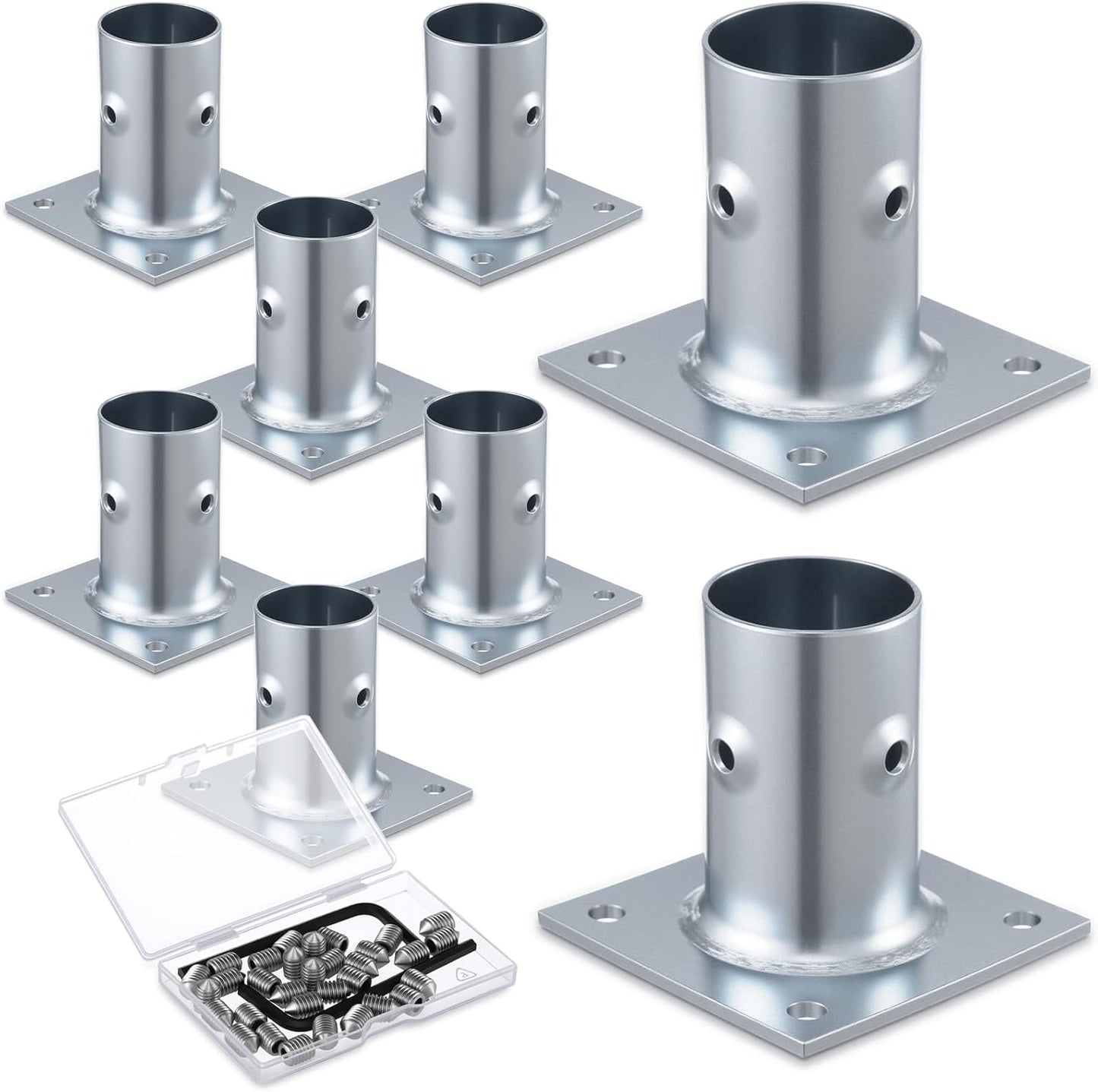8 Bridas Acero Galvanizado Base Oblonga para Tubos 1-5/8