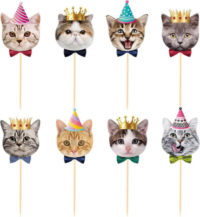 24 Adornos Cupcakes Gatitos Palillos Dientes Fiesta